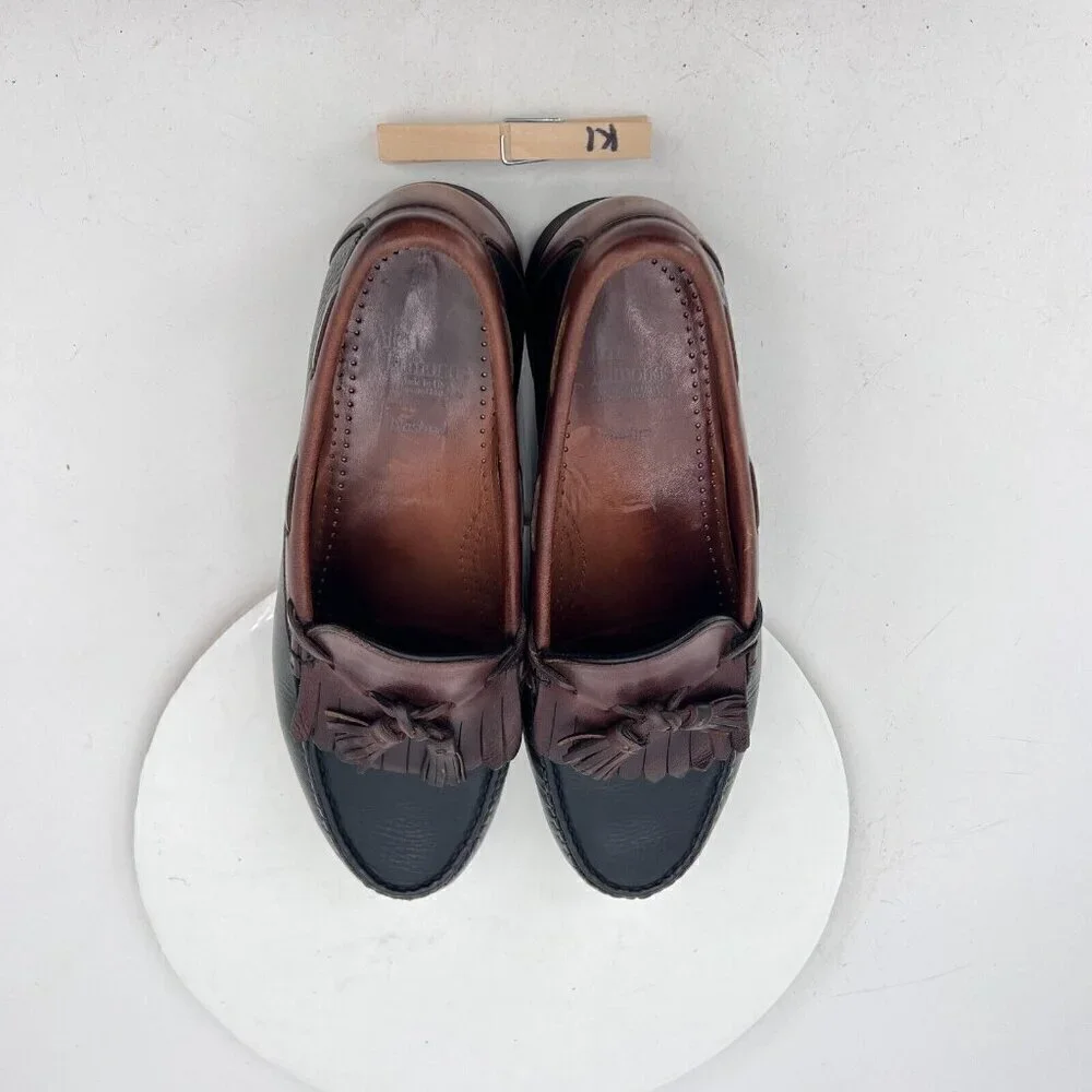 Allen Edmonds Nashua Men Size 9.5D Black Brown Leather Tassel Loafer Dress Shoes